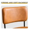 2 Pcs Brown PU Swivel Bar Stools with Removable Backrest, Bentwood Back Panel & Metal Legs