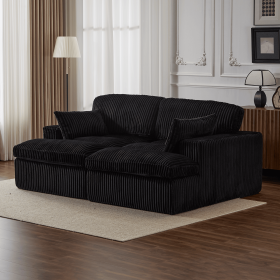 Oversized Double Chaise Lounge Sofa (Color: Black)