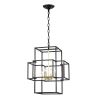 4-Light Metal Lantern Tiered Pendant Hanging Light Fixtures, Industrial Farmhouse Adjustable Height Chandeliers for Dining Room Hallway Foyer Entryway