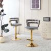 Modern Bar Chairs Set of 2 with Gold Metal Legs