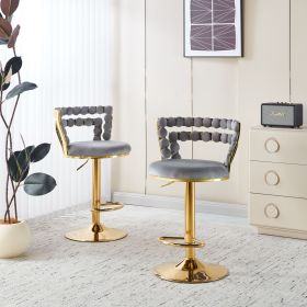 Modern Bar Chairs Set of 2 with Gold Metal Legs (Color: as Pic)