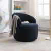 Fabric Swivel Barrel Accent Chair with Black Metal Base