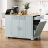 Fluted Rolling Kitchen Island with Power Outlet