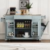 Fluted Rolling Kitchen Island with Power Outlet