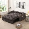 Modern Velvet Loveseat Futon Sofa Couch w/Pullout Bed,Small Love Seat Lounge Sofa with adjustable Reclining Backrest,Toss Pillows, Pockets,Furniture f