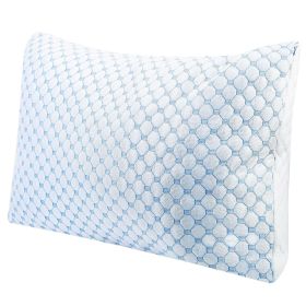 Cooling Memory Foam Pillow with Gel Infused Foam (Color: Blue, size: King)