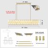 Crystal Brass Rectangle Chandeliers for Dining Room, 54in Gold Farmhouse Chandeliers for Dining Room, Modern Rectangle Crystal Chandelier for Kitchen