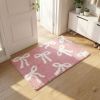Bow Coquette Cute Bath Mat (20 X 32 Inch) – Non-Slip Absorbent Bathroom Rug For Vanity, Shower, Bedroom & Kitchen | Perfect Christmas Holiday Decor &