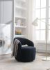 Fabric Swivel Barrel Accent Chair with Black Metal Base