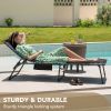 4-Fold Padded Portable Folding Outdoor Chaise Lounge Heavy Duty Reclining Chair with Pillow & Side Pocket