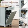 Fluted Rolling Kitchen Island with Power Outlet