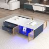 Modern Coffee Table with Glass Doors and Drawers