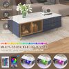 Modern Coffee Table with Glass Doors and Drawers