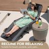 4-Fold Padded Portable Folding Outdoor Chaise Lounge Heavy Duty Reclining Chair with Pillow & Side Pocket