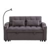 Modern Velvet Loveseat Futon Sofa Couch w/Pullout Bed,Small Love Seat Lounge Sofa with adjustable Reclining Backrest,Toss Pillows, Pockets,Furniture f