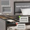 Full/Queen/Twin Size Bed Frame with LED Lights Drawer and Metal Slats