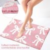 Bow Coquette Cute Bath Mat (20 X 32 Inch) – Non-Slip Absorbent Bathroom Rug For Vanity, Shower, Bedroom & Kitchen | Perfect Christmas Holiday Decor &