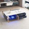 Modern Coffee Table with Glass Doors and Drawers