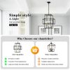 4-Light Metal Lantern Tiered Pendant Hanging Light Fixtures, Industrial Farmhouse Adjustable Height Chandeliers for Dining Room Hallway Foyer Entryway