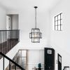 4-Light Metal Lantern Tiered Pendant Hanging Light Fixtures, Industrial Farmhouse Adjustable Height Chandeliers for Dining Room Hallway Foyer Entryway