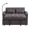 Modern Velvet Loveseat Futon Sofa Couch w/Pullout Bed,Small Love Seat Lounge Sofa with adjustable Reclining Backrest,Toss Pillows, Pockets,Furniture f