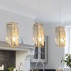 4" Modern Crystal Pendant Light - 3 Pack, Adjustable Hanging Ceiling Lamp with Crystal Prism Design for Dining Room, Kitchen Island, and Living Room -