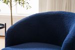 Fabric Swivel Barrel Accent Chair with Black Metal Base