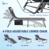 4-Fold Padded Portable Folding Outdoor Chaise Lounge Heavy Duty Reclining Chair with Pillow & Side Pocket