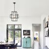 4-Light Metal Lantern Tiered Pendant Hanging Light Fixtures, Industrial Farmhouse Adjustable Height Chandeliers for Dining Room Hallway Foyer Entryway