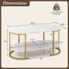 Marble Coffee Table with Open Storage Shelf