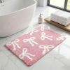 Bow Coquette Cute Bath Mat (20 X 32 Inch) – Non-Slip Absorbent Bathroom Rug For Vanity, Shower, Bedroom & Kitchen | Perfect Christmas Holiday Decor &