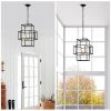 4-Light Metal Lantern Tiered Pendant Hanging Light Fixtures, Industrial Farmhouse Adjustable Height Chandeliers for Dining Room Hallway Foyer Entryway