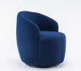 Fabric Swivel Barrel Accent Chair with Black Metal Base