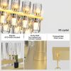 Crystal Brass Rectangle Chandeliers for Dining Room, 54in Gold Farmhouse Chandeliers for Dining Room, Modern Rectangle Crystal Chandelier for Kitchen