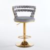 Modern Bar Chairs Set of 2 with Gold Metal Legs