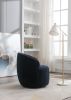 Fabric Swivel Barrel Accent Chair with Black Metal Base