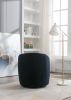 Fabric Swivel Barrel Accent Chair with Black Metal Base
