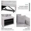 104.5" Pull Out Sleeper Sofa Reversible L-Shape 3 Seat Sectional Couch with Storage Chaise and 2 Stools for Living Room Furniture Set