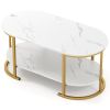 Marble Coffee Table with Open Storage Shelf